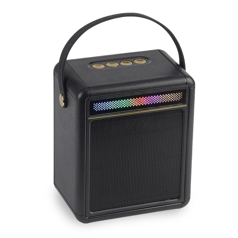 רמקול בלוטוס עוצמתי עם תאורת לד צבעונית וידית אחיזה