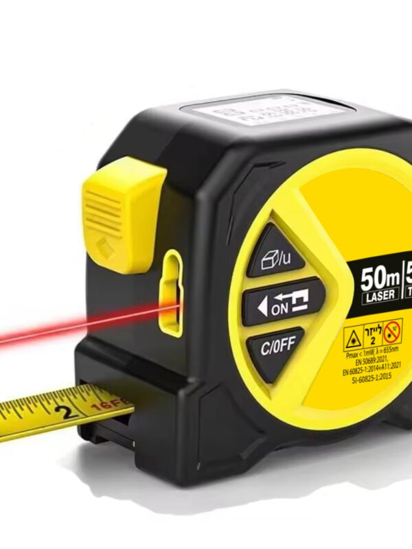 סרט מדידה 5 מטר + מד לייזר עד 50 מטר